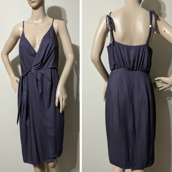 StyleStalker Odysseus Wrap Midi Pinstripe Dress Sm - Picture 9 of 9